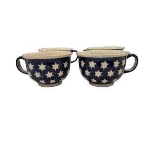Boleslawiac Zaklady Stars 8 Oz Polish Pottery Cups Mugs